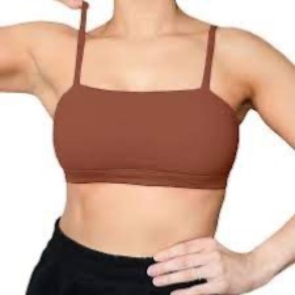 Womens Light Brown Bandeau Sports Bras Bralette Adjustable Straps - Picture 1 of 3